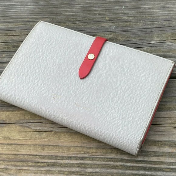 Celine Handbags - CELINE Wallet Strap Large Bicolor Leather Bifold Clutch Purse Card Holder Italy
